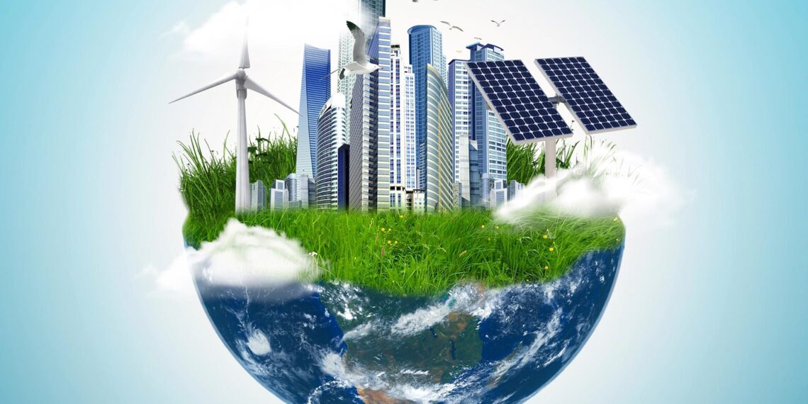 Green Energy Net Zero Carbon Future Concept