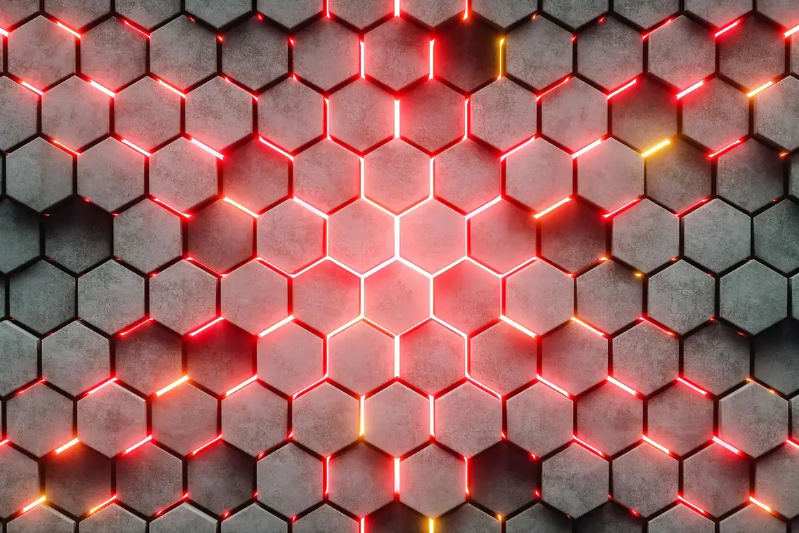 Material hexagonal de energía brillante