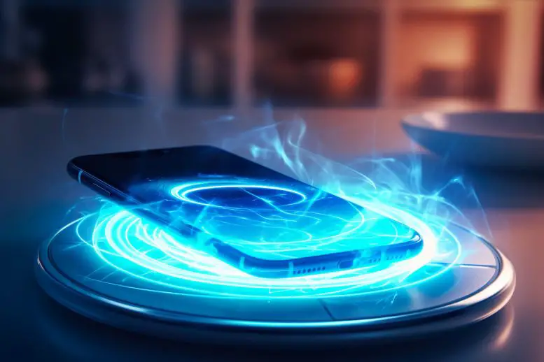 Carga inalámbrica de energía azul
