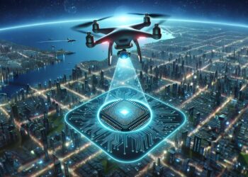 Drone Over City New Chip Art Concept