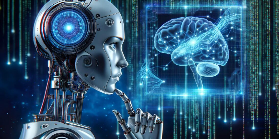 Artificial Intelligence Robot Thinking Brain