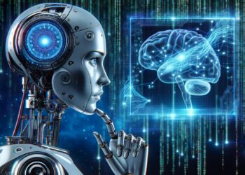 Artificial Intelligence Robot Thinking Brain